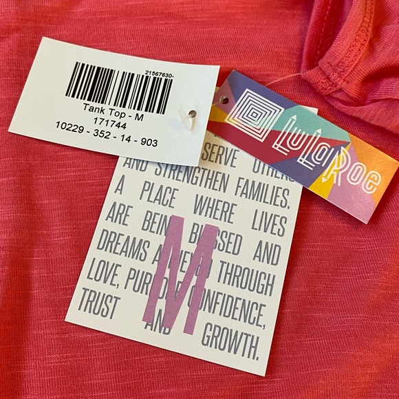 LuLaRoe TANK TOP Solid Coral NWT - Picture 9 of 16
